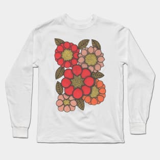 Flower Power, orange and pink, retro florals Long Sleeve T-Shirt